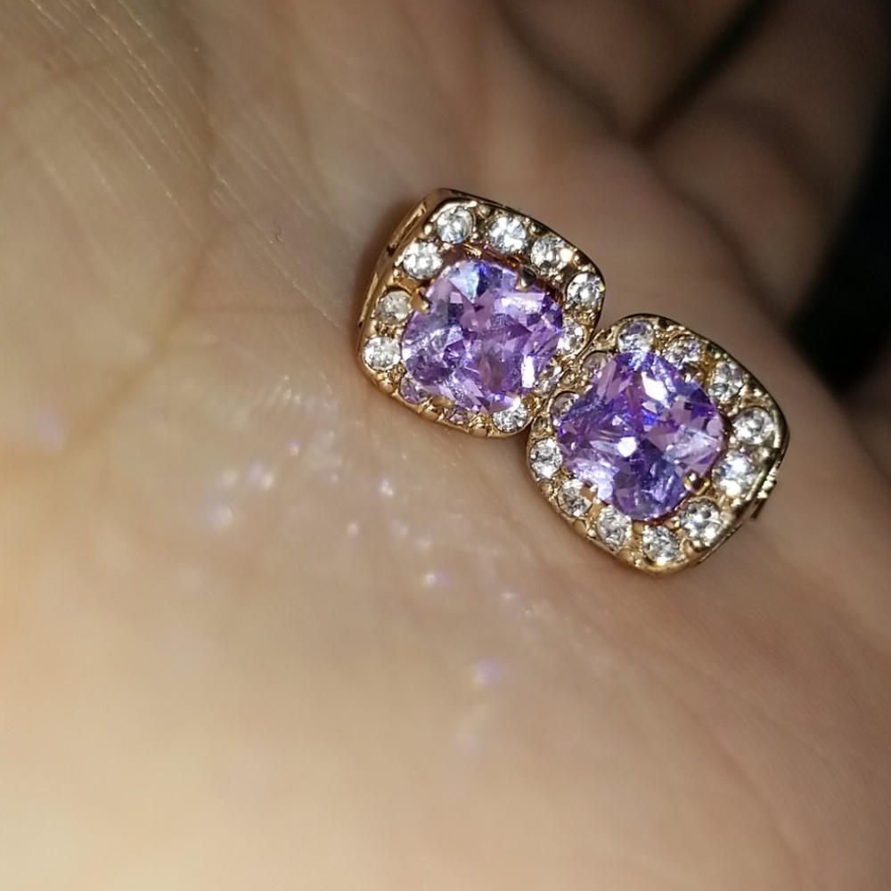 Purple and rose gold earrings